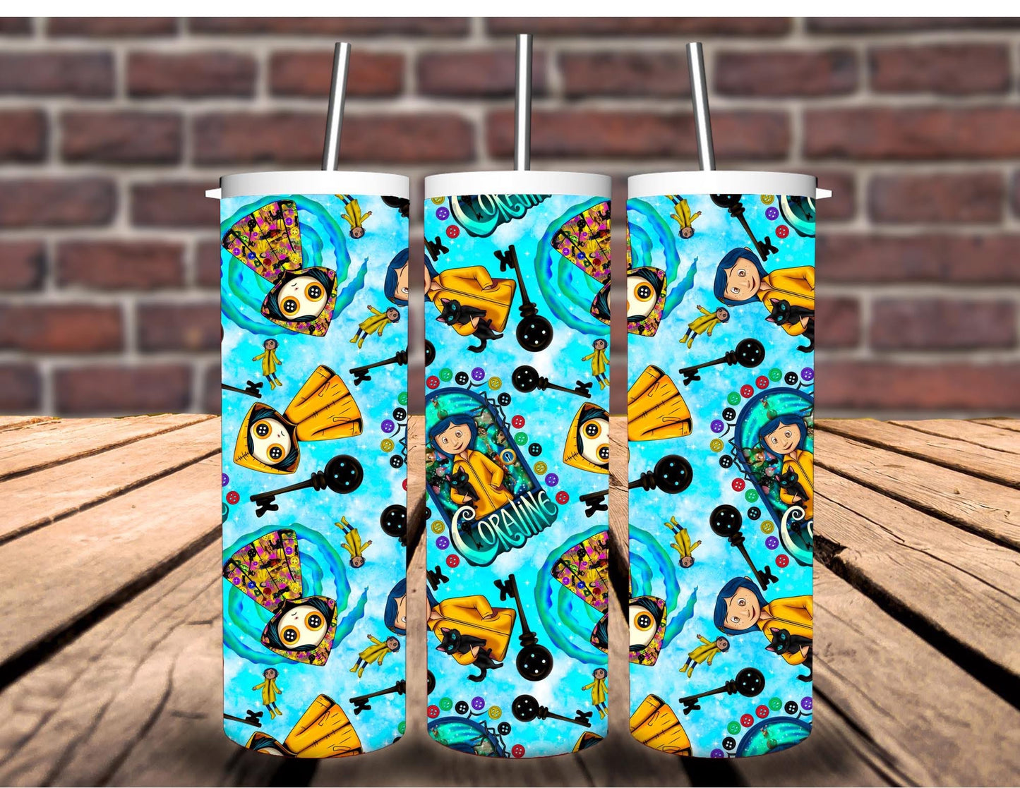 Cora Button Teal Tumbler