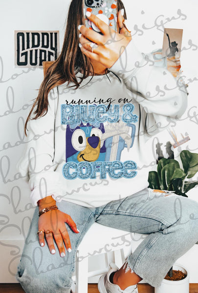 Running on Blue & Coffee Shirt