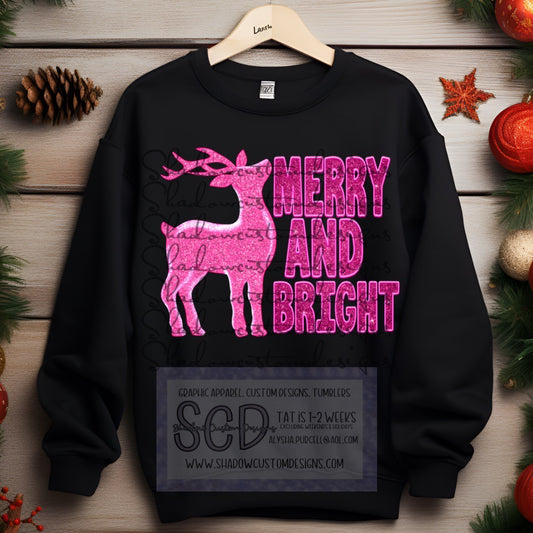 Merry and Bright Pink Shirt