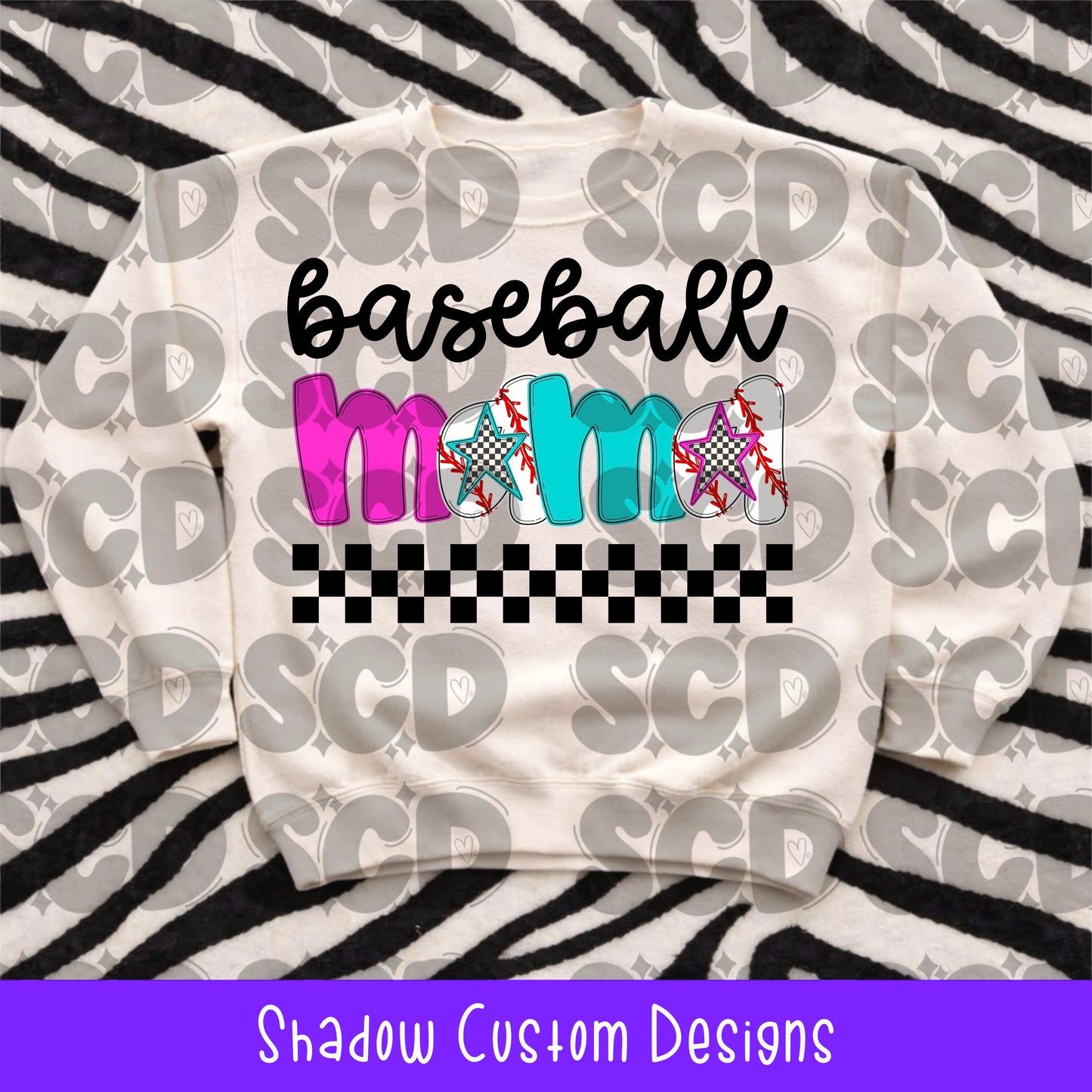 Baseball Mama Pink/Blue Checkered Shirt