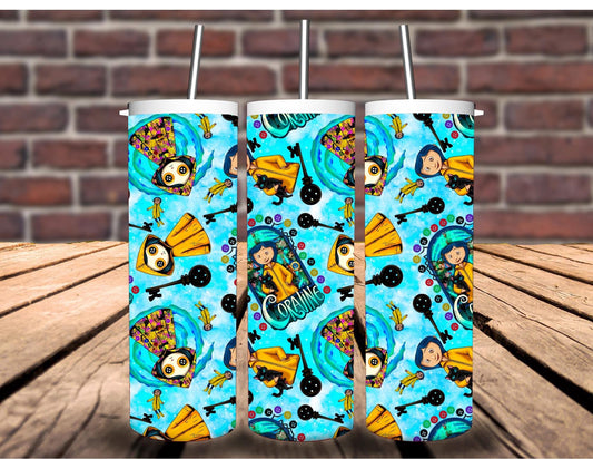 Cora Button Teal Tumbler