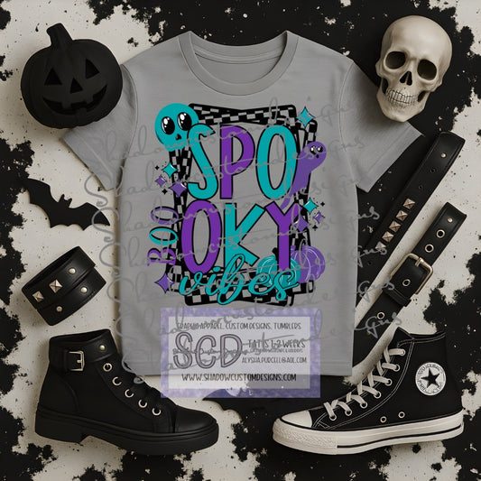 Boo Spooky Vibes Teal Purple Shirt