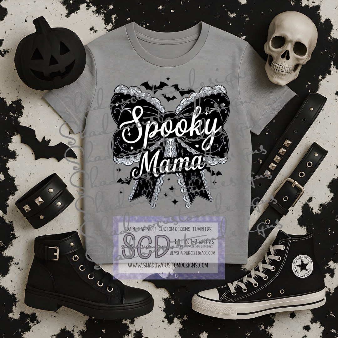 Spooky Mama Black Bow Shirt